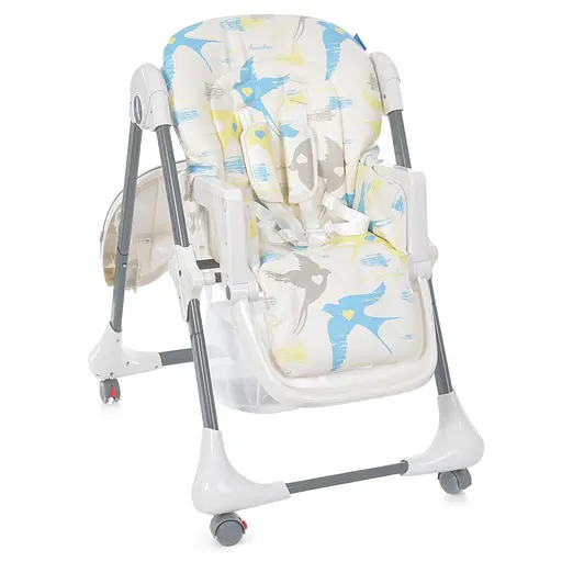 Белый стульчик для кормления Bambi M 3233L из экокожи, с принтом  - фото 3