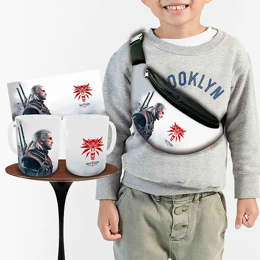 Набор: детская сумка-бананка+кружка Ведьмак "The Witcher" 32х15см,бананка для мальчика через плечо (00897)