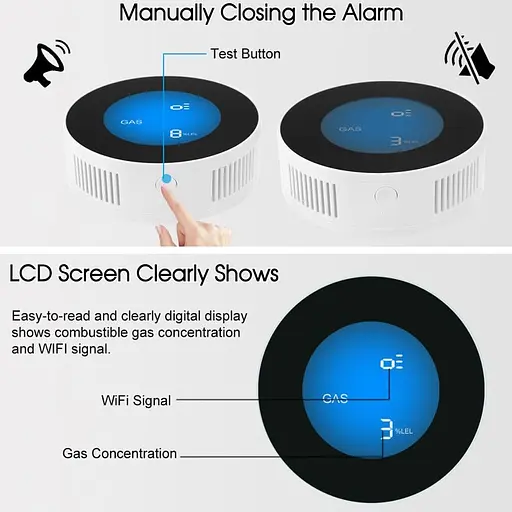 Умный датчик утечки газа WiFi с сиреной Yobang Security GS-85 wifi + Iphone &amp; Android App (100315) - фото 5
