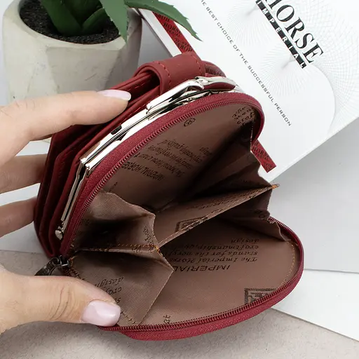 Гаманець жіночий шкіряний маленький Horse Imperial 001B червоний - фото 8