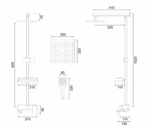 Душова система Rea Jack Brushed Gold з виливом REA-P7050, Золотий - фото 9