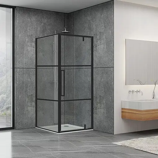 Душевая кабина Dusel DL198BP + DL196BP Black Matt Paint 1000x1000x1900, Черный матовый, Универсальная, прозрачная, 100x100 - фото 3