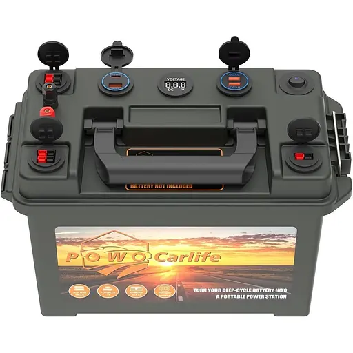 Аккумуляторная коробка POWO Carlife для батареи 30 Ah/20Ah/10Ah, водонепроницаемая батарейка с разъемом Anderson и двойным QC