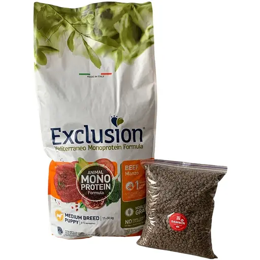 Корм Exclusion Puppy Beef Medium Breed для цуценят середніх порід із яловичиною 1кг (на вагу) - фото 1