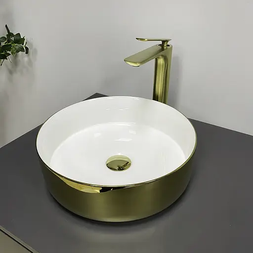 Умивальник VBI Prato золото-білий накладний VBI-011415, Золотий - фото 2