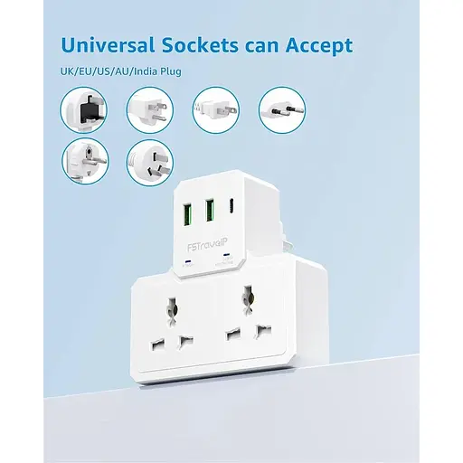 Адаптер для підключення з подвійним USB-адаптером для подорожей від Великобританії до ЄС Тип E/F - фото 4