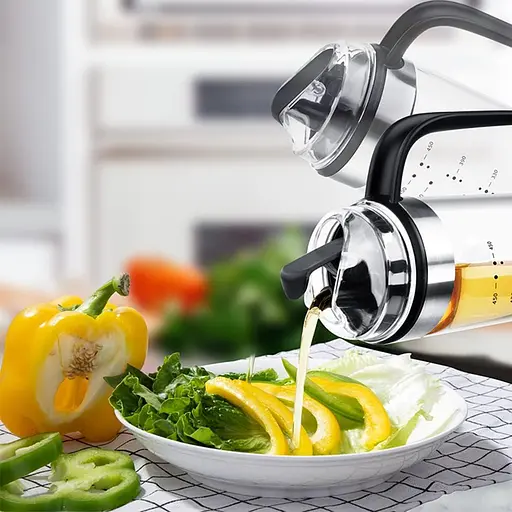 Диспенсер дозатор для масла уксуса соуса стеклянная бутылка с автоматическим открытием 550 мл с ершиком 28 см, Kitchen Master 86066 - фото 3