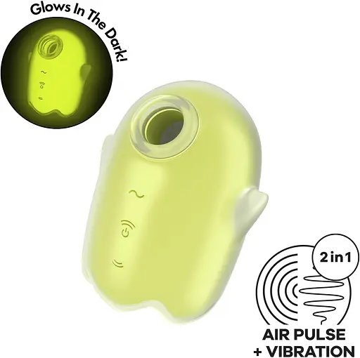 Вакуумний кліторальний стимулятор з вібрацією Satisfyer Glowing Ghost жовтий - фото 3