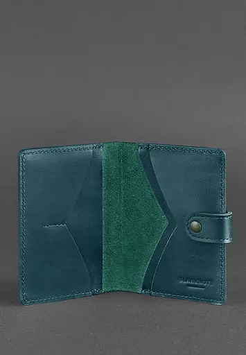 Кожаная обложка для паспорта 3.0 зеленая - фото 4