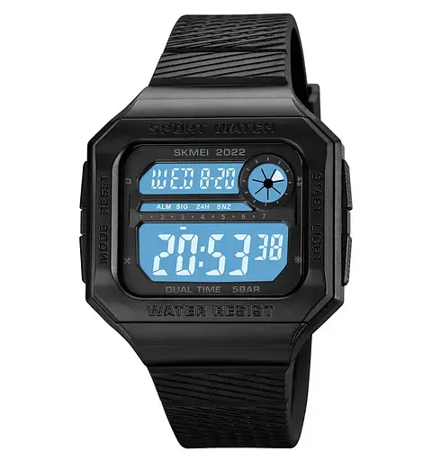 Годинник чоловічий спортивний наручний Skmei 2022 (Чорний з білим циферблатом) - фото 4