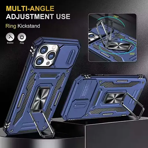 Чехол ударопрочный Epik Camshield Army Ring для iPhone 13 Pro (6.1) Синий/Navy - фото 2