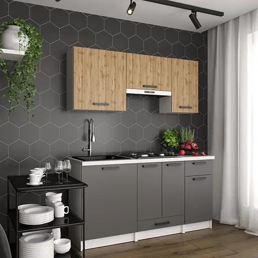 Кухня модульная MebelStar Nika 1,6 м Дуб тахо/Антрацит (MBS-1457)