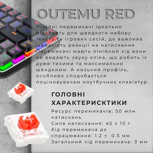 Клавіатура GamePro MK122R Red Outemu Switch Dark Gray (121472) - фото 7