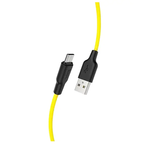 Кабель Hoco Micro USB Silicone X21 Plus 1 метр желтый силиконовый - фото 1