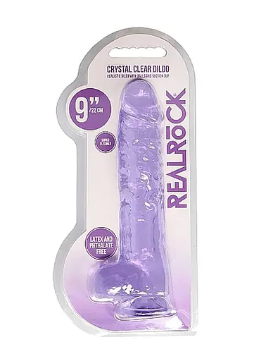 Фалоімітатор Realrock Crystal Clear 9" 22 см фіолетовий - фото 5