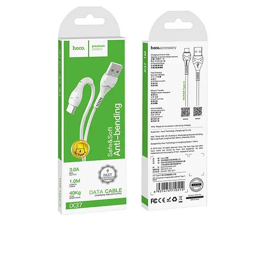 Кабель Hoco X37 Cool power charging data cable for Type-C Білий - фото 2