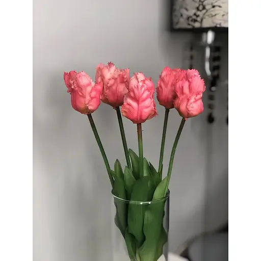 Тюльпани штучні Hvoya латексні махрові букет 5 квіток рожеві - фото 4