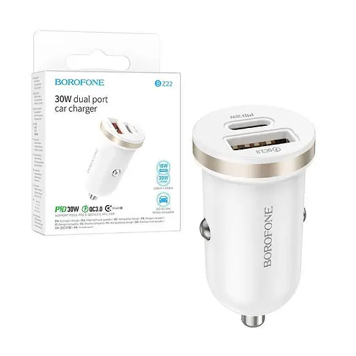 Автозарядное устройство для Borofone BZ22 30 ватт. - фото 2