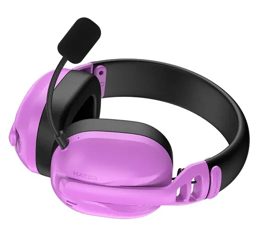 Игровые наушники беспроводные с микрофоном HATOR ESH-19 Wireless HYPERPUNK 3 SyncHUB Hi-Res Violet - фото 3