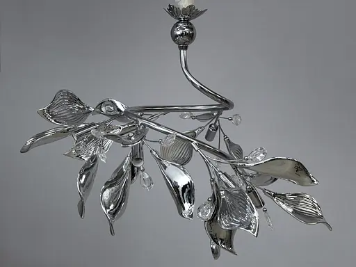 Підвісна люстра з керамічними елементами, 6 ламп, хром - фото 3