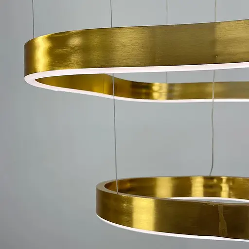 Незвичайна та ефектна люстра на 2 яруси 60+40 см у золотому корпусі | Арт. PCL004-600*400 PGD | Line F - фото 5