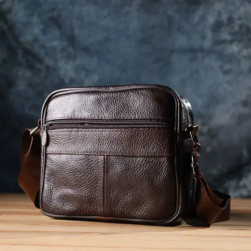 Горизонтальна зручна сумка з ручкою для чоловіків із натуральної шкіри Vintage 20х17х8 см sum0027476 - фото 10