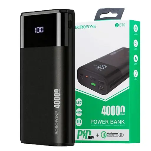 Універсальна мобільна батарея Power Bank Borofone DBT01 PD 40000mAh PD18W+QC3.0 (Чорний) - фото 2