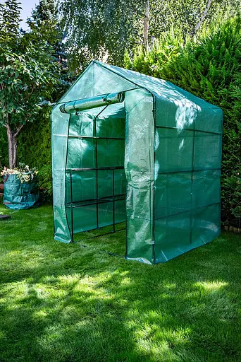 Парник складаний Neo Tools 195х143х143, 4 полиці, ПЕ плівка 135г, зелений - фото 2