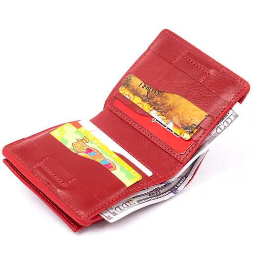 Кожаный женский кошелек Grande Pelle 9.5х10х2 см acs0016030 - фото 3