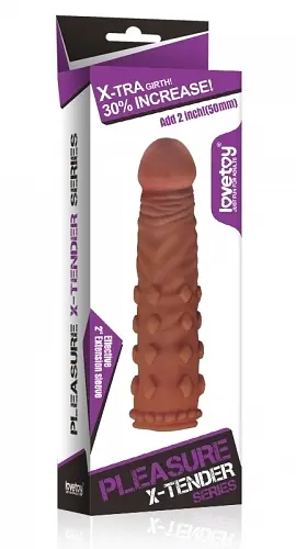 Насадка на пенис Lovetoy Pleasure X-Tender Series 17.5 см коричневый - фото 6