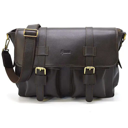 Кожаная мужская сумка через плечо TARWA 27х39х12 см sum0025342 - фото 5
