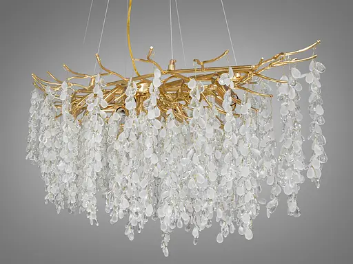 Красива кришталева люстра "Гліцинія" витягнутої форми, 15 ламп, золото - фото 2