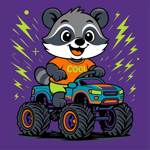 Картина по номерам для детей "Єнот на машині" Ideyka 25х25 см КНО1311