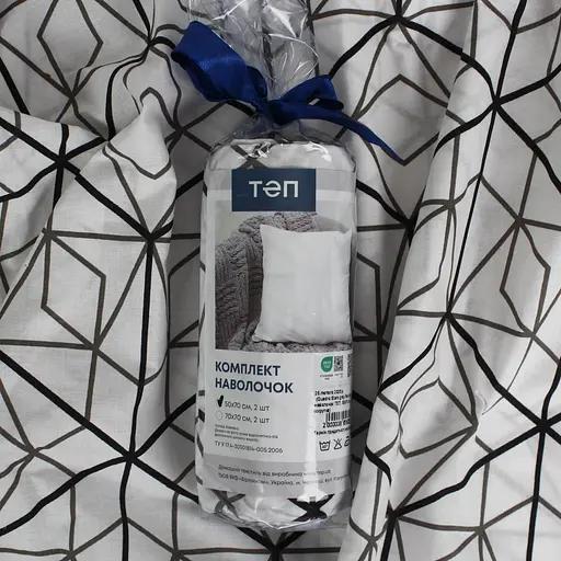 Комплект наволочок ТЕП Quadro Stars скрутка сірий 70 x 70 см (2-04245_32288) - фото 6