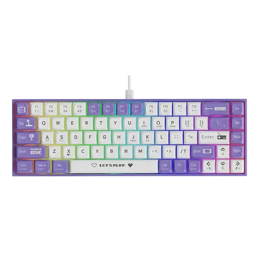 Механическая проводная клавиатура AJAZZ AK680 / Hot-Swap / Brown Switch / White Purple - фото 2