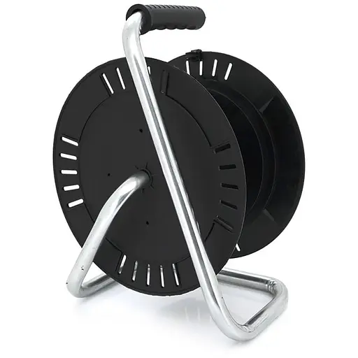 Катушка для удлинителя Horoz до 50 м без кабеля на 4 гнезда с заземлением, контактная группа латунь черно-серая - фото 3