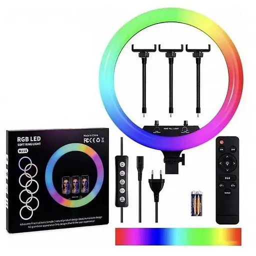 Кольцевая лампа для блоггера 45 см MJ-45 Цветная без штатива - фото 1
