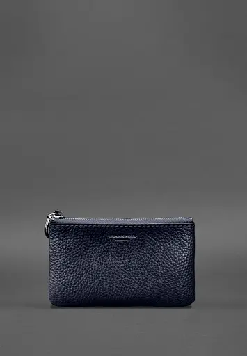 Кожаная монетница / мини-косметичка 3.0 синяя флотарь - фото 2