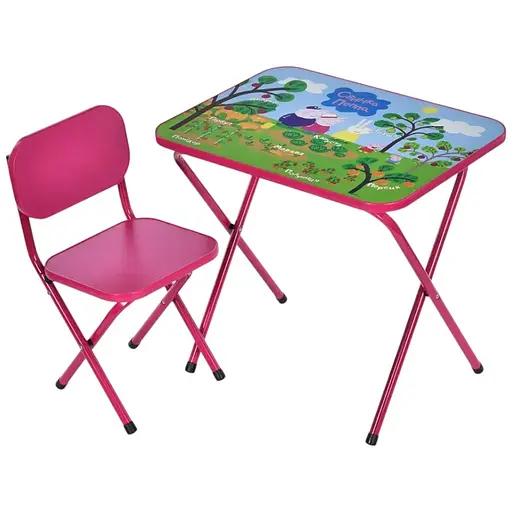 Дитячий столик Bambi M 5963-8 Свинка Пеппа складний зі стільчиком овочі-фрукти