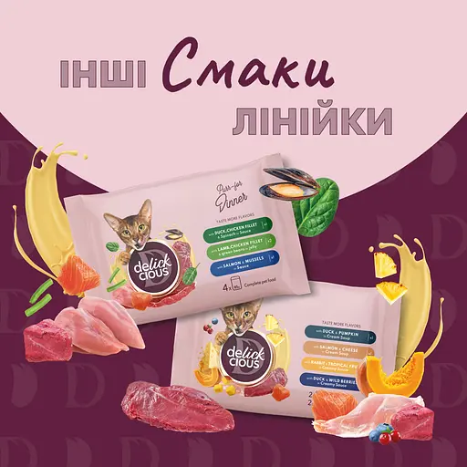 Корм вологий для дорослих собак Delickcious Набір №1 330 г (85 гх2 шт., 80 гх2 шт.) - фото 2