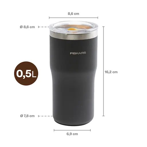 Термокружка Fiskars On-the-go 0.5 л черная (1078762) - фото 4