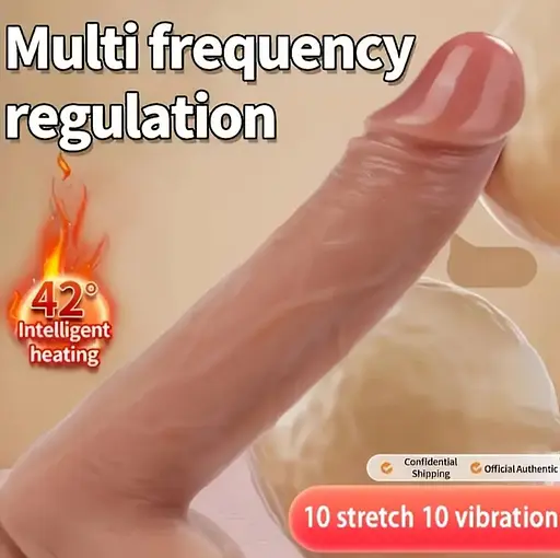 Реалістичний вібратор із підігрівом і телескопічним механізмом обертання, з пультом керування - фото 11