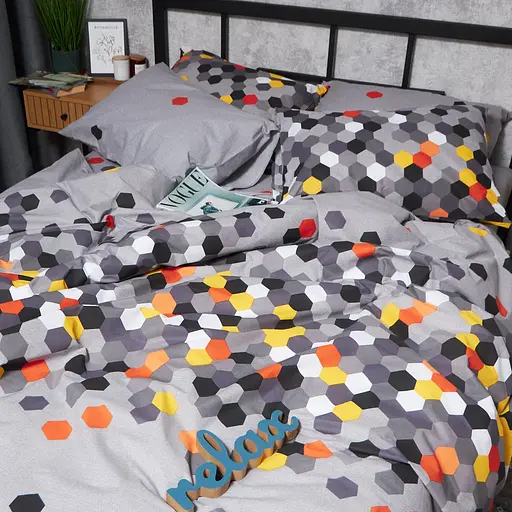 Комплект постельного белья Moon&Star Бязь Gold Люкс Urban Pixels King Size 220x240 наволочки 4х50х70 - фото 4