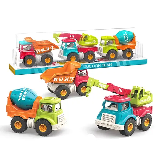 Набор машин "Строительная техника" 3 штуки, размер машинки 11см, инерция, подвижные элементы XG5-5