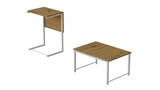 Стол журнальный приставной Терри Комбо Ferrum-decor 345x662x440 Белый металл ДСП Дуб Артизан 16 мм (FRD-105148) - фото 2