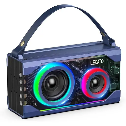 Bluetooth-динамік LEKATO, портативні прозорі бездротові динаміки з басами, динамік для душу зі змішаним підсвічуванням RGB, стерео