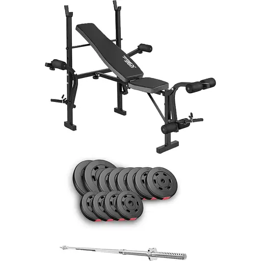 Набор Hop-Sport Premium 69кг со скамьей TX-055 и штангой