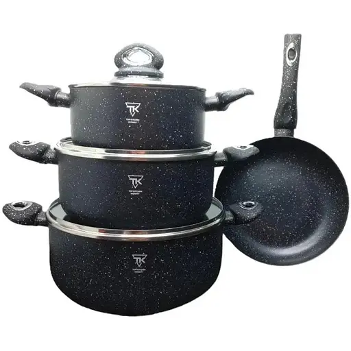 Набор кастрюль со сковородой Top Kitchen TK00094 7 предметов с гранитным покрытием с индукционным дном Черный - фото 1