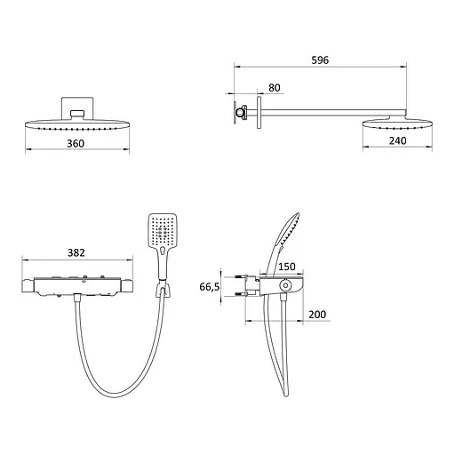 Душова система прихованого монтажу Imprese Centrum VR-15610B, Чорний - фото 3