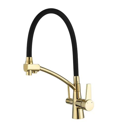 Смеситель для кухни Gappo с подключением фильтра G4398-13 золото/черный Золотой - фото 1